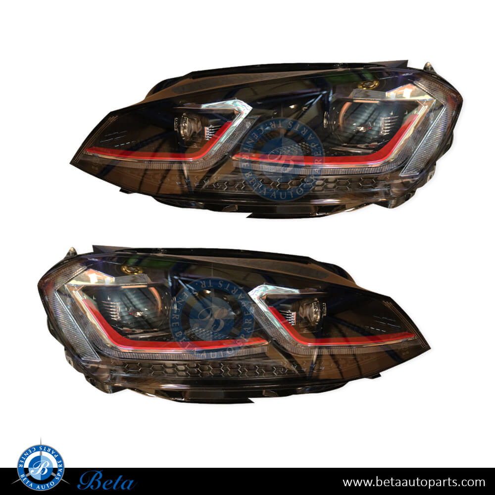 Headlamp Upgrade to 7.5 Full LED GTI Look Red for Volkswagen Golf 7 2013-2016 models, Part Number 5G1941005E/5G1941006E Headlamp Upgrade to 7.5 Full LED GTI Look Red for Volkswagen Golf 7 2013-2016 models, Part Number 5G1941005E/5G1941006E